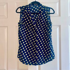 Express Sleeveless Lemon Button Down Top